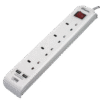 EXTENSION SOCKET/4WAY/USB PORTS/3M
