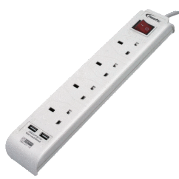 EXTENSION SOCKET/4WAY/USB PORTS/3M